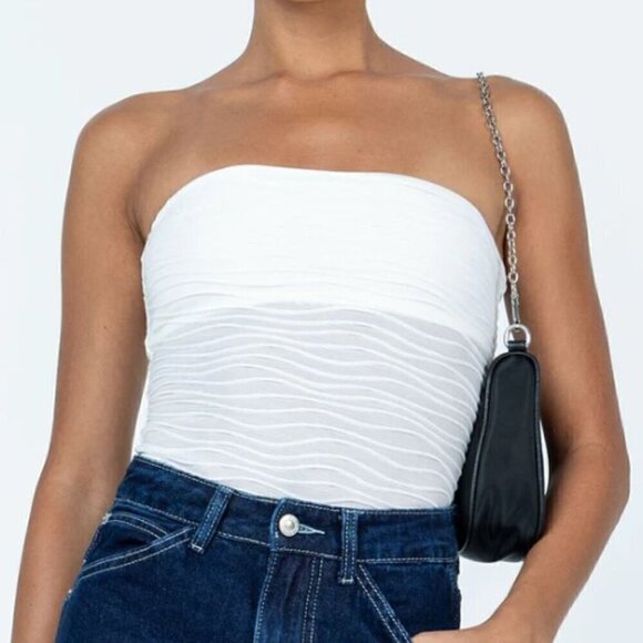 Princess Polly Tops - Princess Polly Makena Strapless Bodysuit White Low Impact Size 10